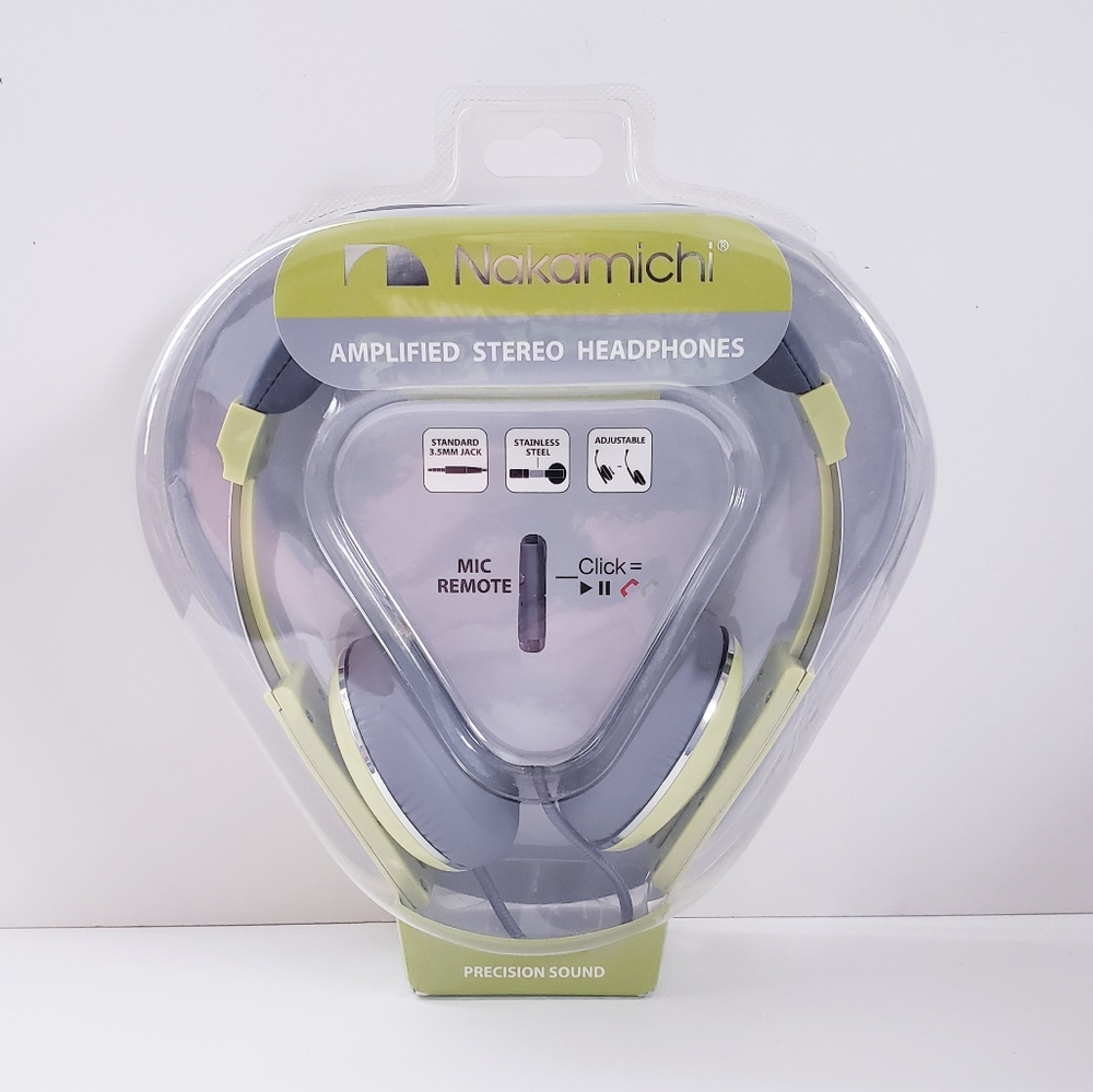 💚2/$20 Nakamichi Amplified Stereo Headphones Yellow